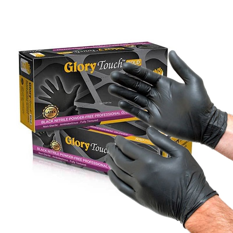 دستکش معاینه نیتریل مشکی گلوری تاچ سایز مدیوم Glory Touch Gloves Bold Size M