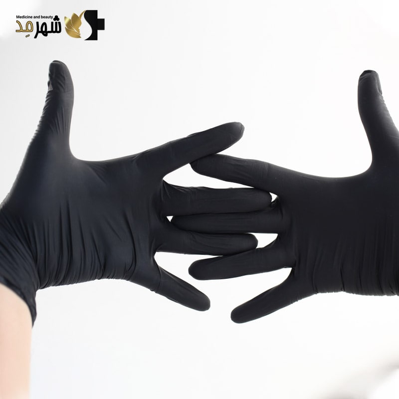 دستکش معاینه نیتریل مشکی گلوری تاچ سایز مدیوم Glory Touch Gloves Bold Size M