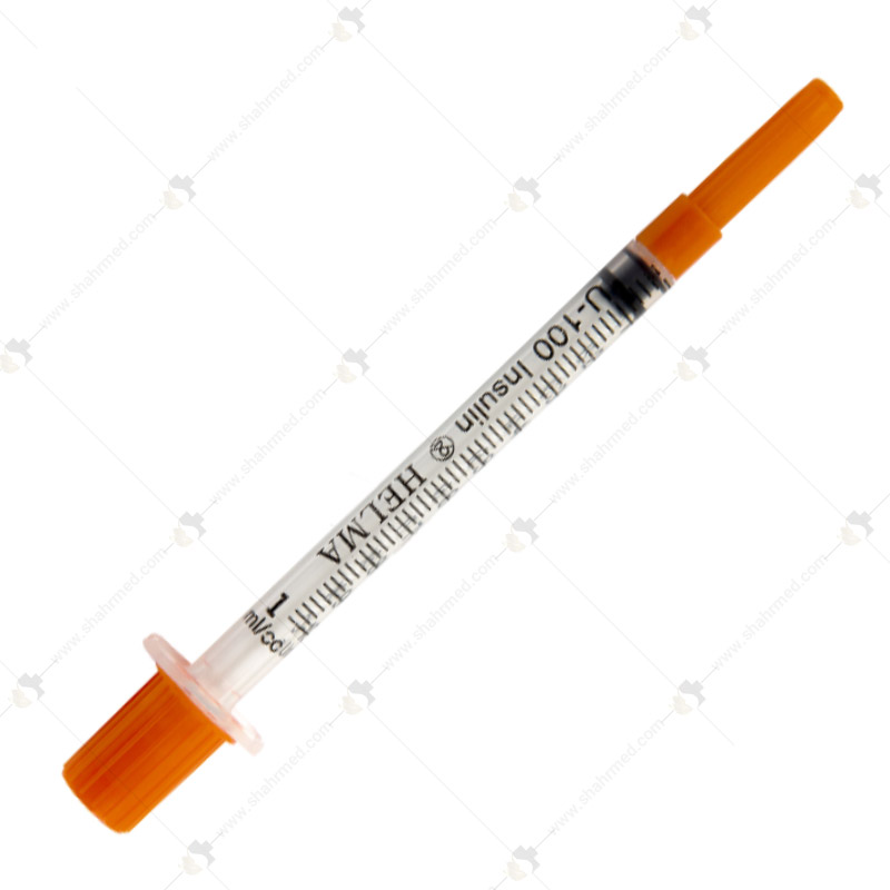 سرنگ انسولین یکپارچه حلما یک سی سی با سرسوزن گیج 30 و طول 8 میلی متر Helma Teb Insulin Syringe 1cc