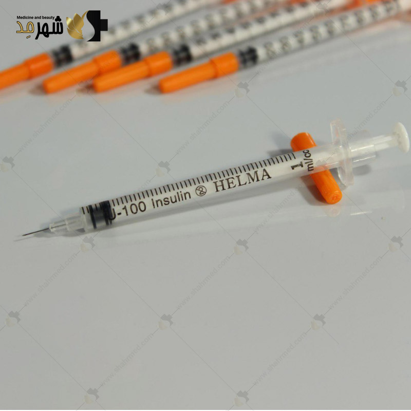 سرنگ انسولین یکپارچه حلما یک سی سی با سرسوزن گیج 30 و طول 8 میلی متر Helma Teb Insulin Syringe 1cc