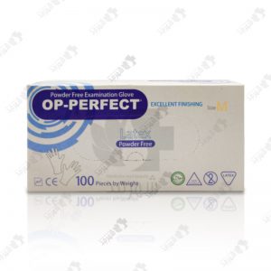 دستکش معاینه لاتکس بدون پودر اپی پرفکت سایز مدیوم Op-Perfect Latex Gloves Powder free Size M