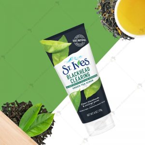 اسکراب 170 گرمی آمریکایی سینت ایوز مدل جوش سر سیاه با عصاره چای سبز و بامبو St.Ives Blackhead Clearing Scrub 170g